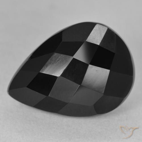 8.70ct 天然 ブラック オニキス, 洋梨の形, オペーク