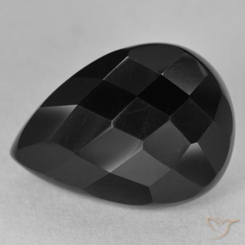 10.07ct 天然 ブラック オニキス, 洋梨の形, オペーク