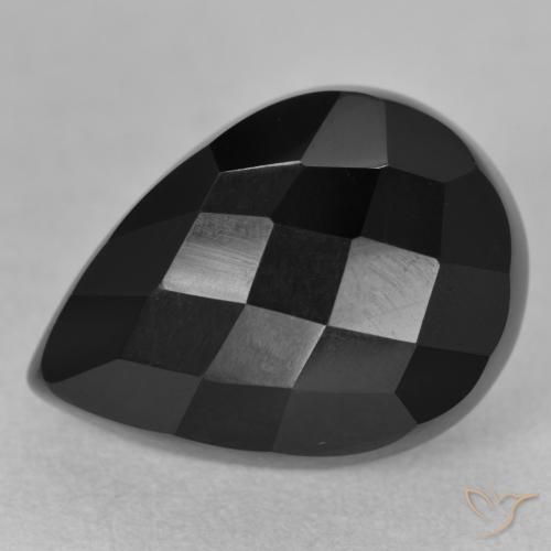 10.05ct 天然 ブラック オニキス, 洋梨の形, オペーク