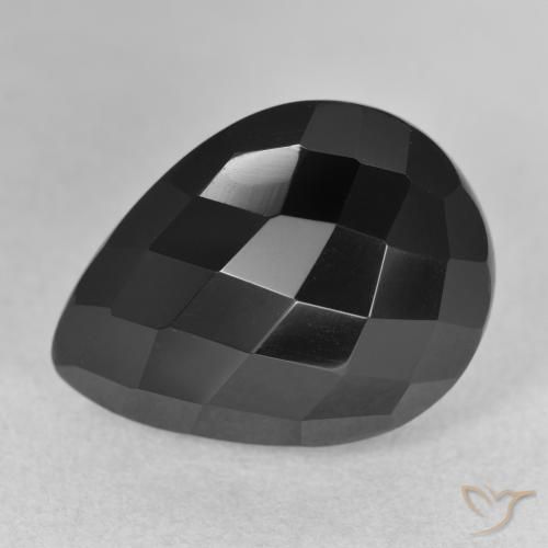12.67ct 天然 ブラック オニキス, 洋梨の形, オペーク