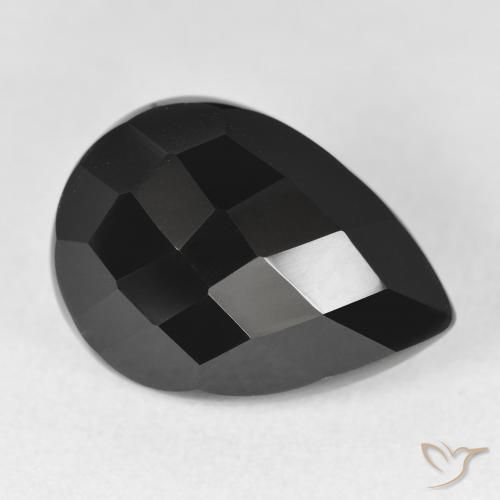 10.04ct 天然 ブラック オニキス, 洋梨の形, オペーク