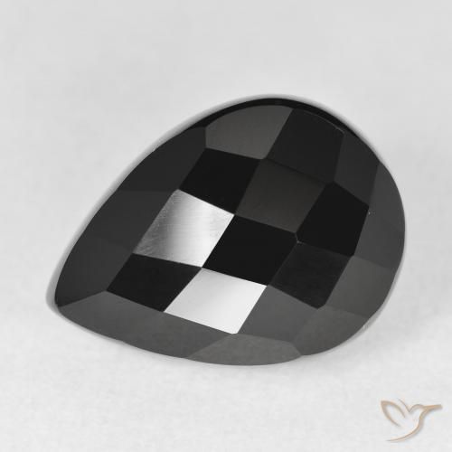 11.28ct 天然 ブラック オニキス, 洋梨の形, オペーク