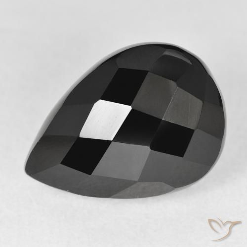 9.38ct 天然 ブラック オニキス, 洋梨の形, オペーク