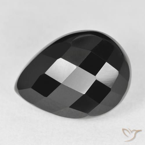10.38ct 天然 ブラック オニキス, 洋梨の形, オペーク