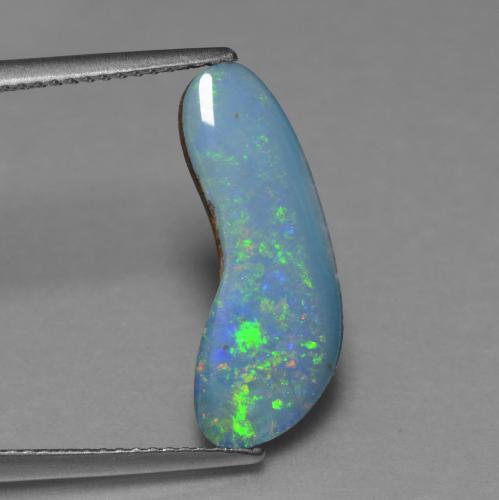 3.36カラットの天然マルチカラーダブレットオパール、ファンシーシェイプ、オペーク