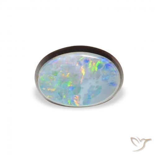 0.99ct 天然 マルチカラー ダブレットオパール, 楕円形, オペーク