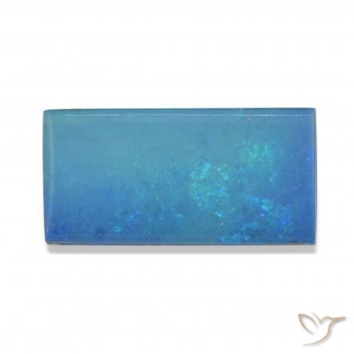 3.82カラットの天然マルチカラーブルーダブレットオパール、バゲット、オペーク