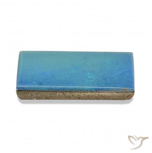 3.82カラットの天然マルチカラーブルーダブレットオパール、バゲット、オペーク