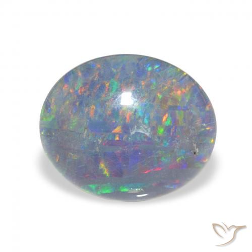 3.00ct 天然 マルチカラー オパールトリプレット, 楕円形, オペーク