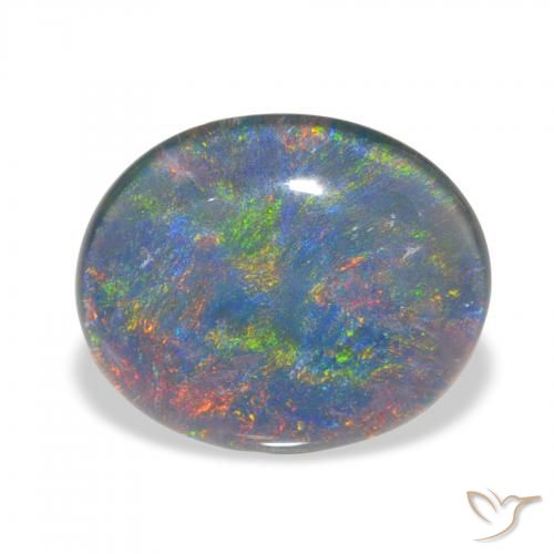 3.00ct 天然 マルチカラー オパールトリプレット, 楕円形, オペーク