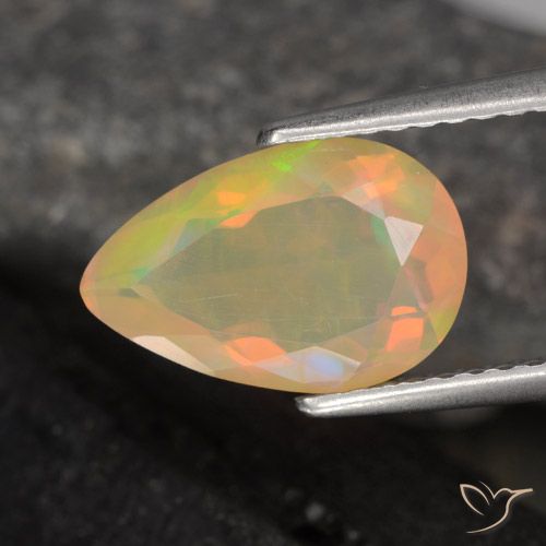 1.50ct 天然 マルチカラー オパール, 洋梨の形, 透明