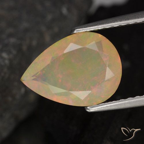 1.28ct 天然 マルチカラー オパール, 洋梨の形, 透明