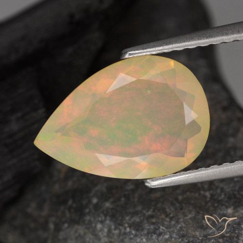 1.76ct 天然 マルチカラー オパール, 洋梨の形, 半透明