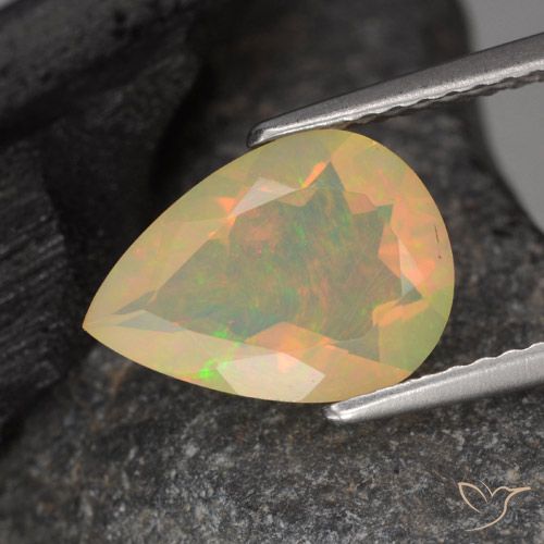 1.40ct 天然 マルチカラー オパール, 洋梨の形, 透明