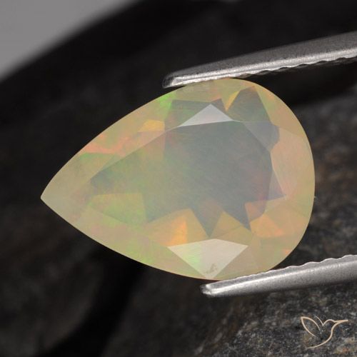 1.64ct 天然 マルチカラー オパール, 洋梨の形, 半透明