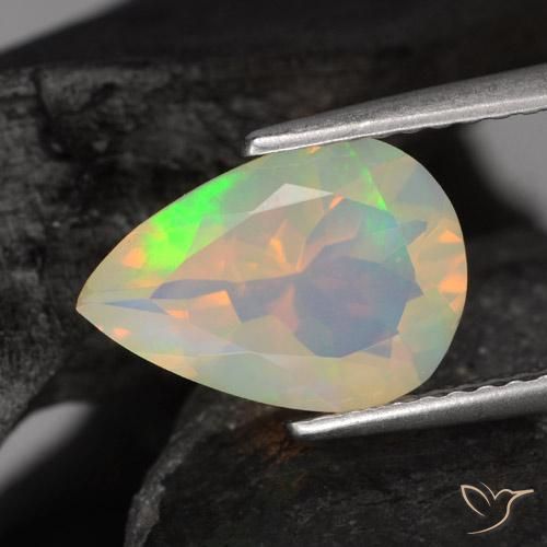 1.47ct 天然 マルチカラー オパール, 洋梨の形, 透明