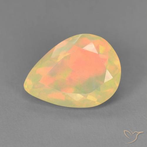 1.54ct 天然 マルチカラー オパール, 洋梨の形, 透明