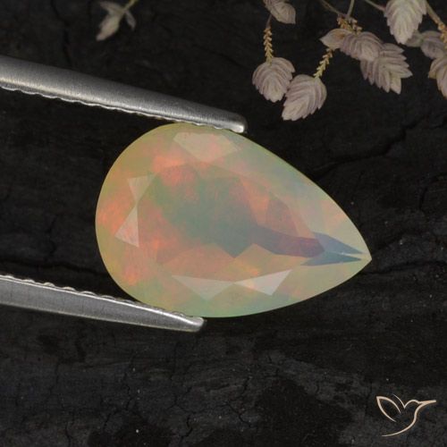 1.73ct 天然 マルチカラー オパール, 洋梨の形, 透明