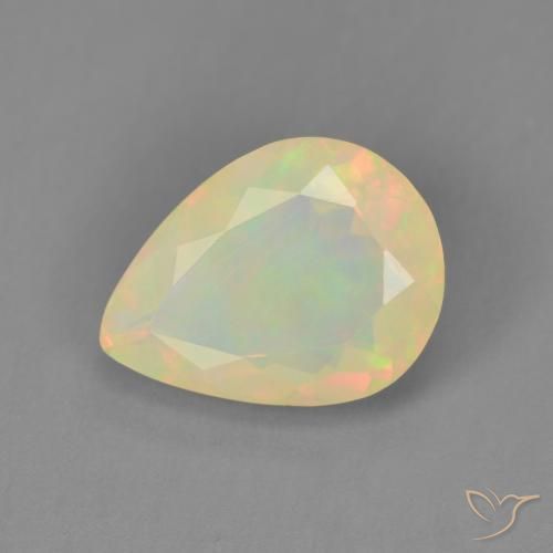 1.69ct 天然 マルチカラー オパール, 洋梨の形, 透明