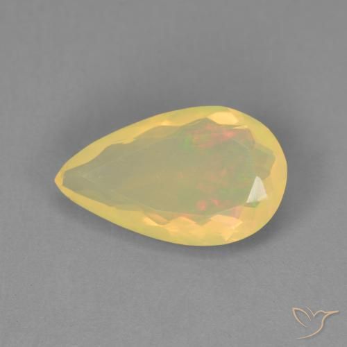 1.29ct 天然 マルチカラー オパール, 洋梨の形, 透明