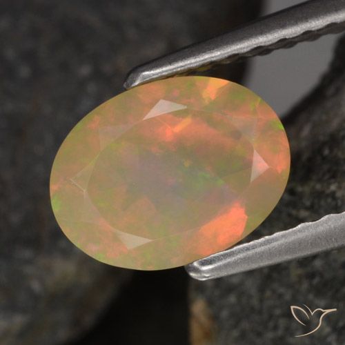 0.79ct 天然 マルチカラー オパール, 楕円形, 透明