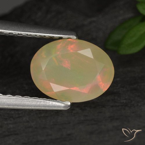 0.79ct 天然 マルチカラー オパール, 楕円形, 半透明