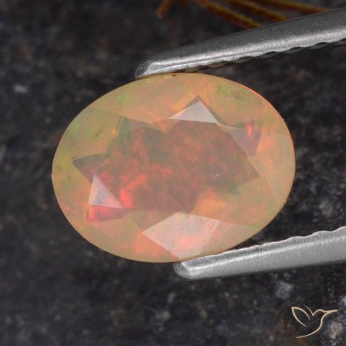 0.72ct 天然 マルチカラー オパール, 楕円形, 透明