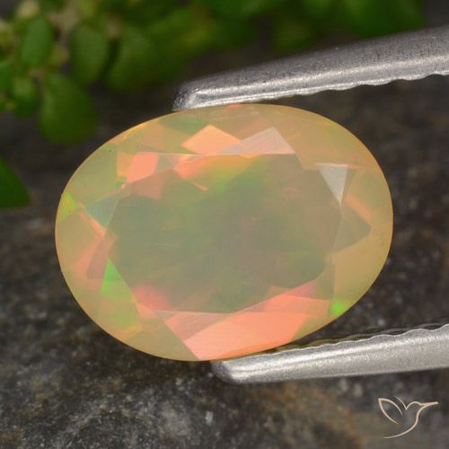 0.71ct 天然 マルチカラー オパール, 楕円形, 透明