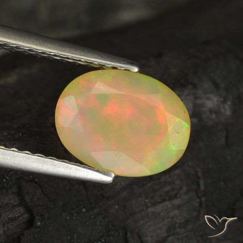 1.21ct 天然 マルチカラー オパール, 楕円形, 半透明