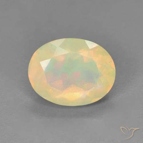 1.25ct 天然 マルチカラー オパール, 楕円形, 半透明