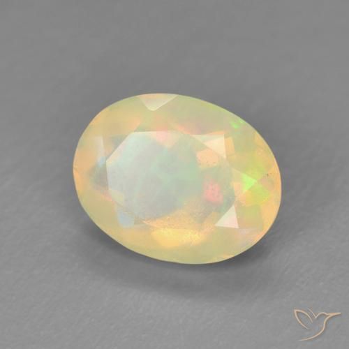 1.25カラットの天然マルチカラーオパール、楕円形、半透明