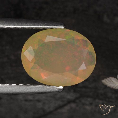 0.86ct 天然 マルチカラー オパール, 楕円形, 半透明