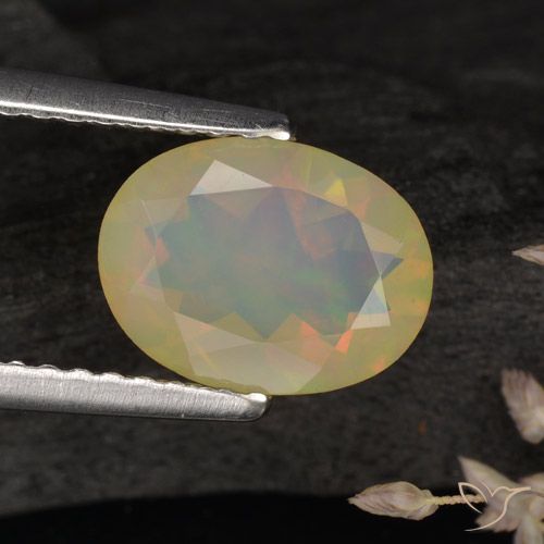 0.96ct 天然 マルチカラー オパール, 楕円形, 半透明