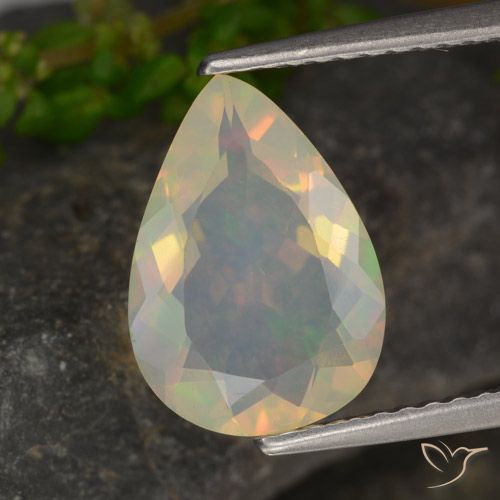 1.56ct 天然 マルチカラー オパール, 洋梨の形, 透明