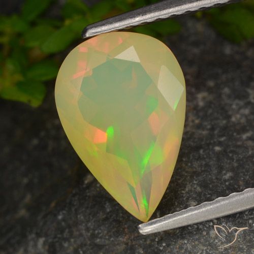 1.33ct 天然 マルチカラー オパール, 洋梨の形, 透明