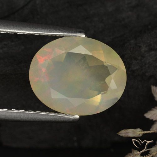 1.59ct 天然 マルチカラー オパール, 楕円形, 透明