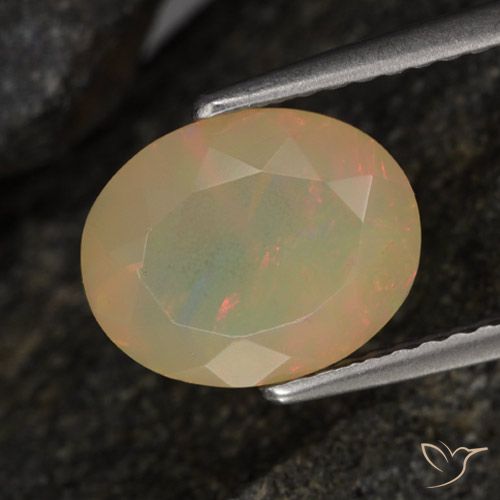 1.45ct 天然 マルチカラー オパール, 楕円形, 半透明