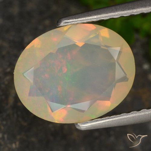 1.27ct 天然 マルチカラー オパール, 楕円形, 半透明