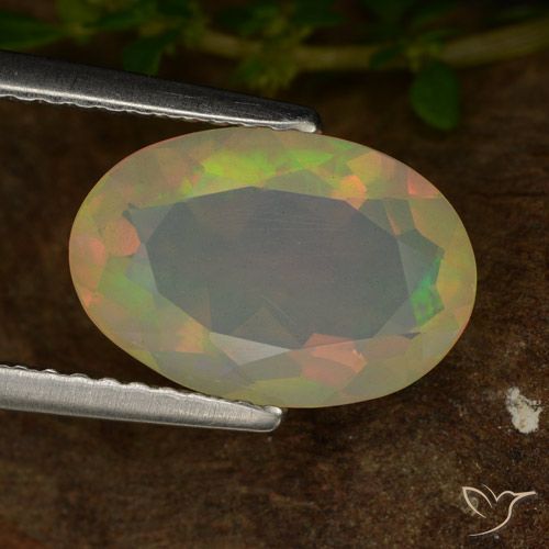 1.83ct 天然 マルチカラー オパール, 楕円形, 透明