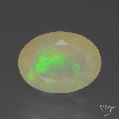 1.60ct 天然 マルチカラー オパール, 楕円形, 透明