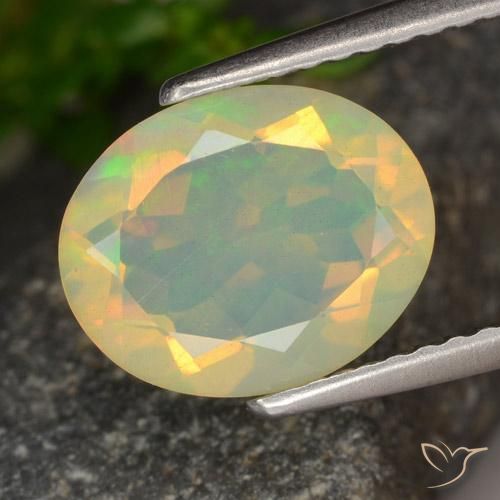 1.42ct 天然 マルチカラー オパール, 楕円形, 透明