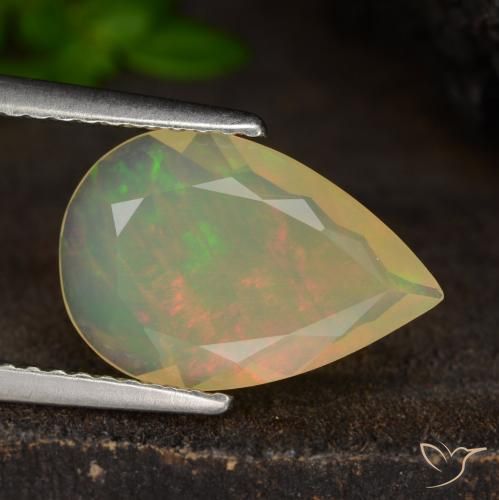 1.43ct 天然 マルチカラー オパール, 洋梨の形, 半透明