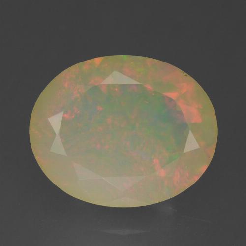 1.60カラットの天然マルチカラーオパール、楕円形、透明/半透明