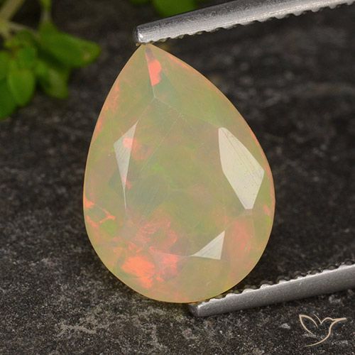 1.75ct 天然 マルチカラー オパール, 洋梨の形, 透明