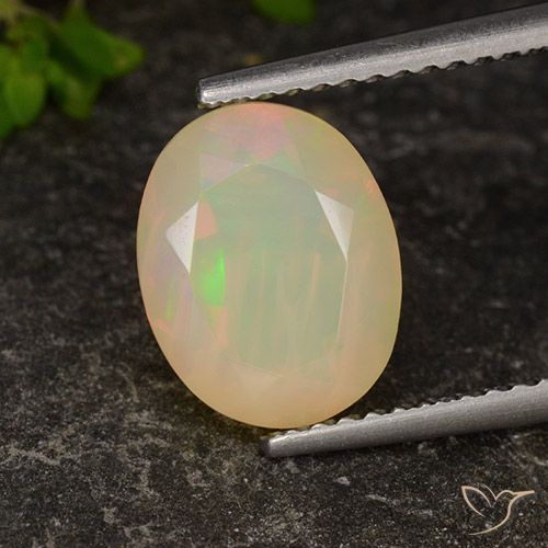 1.96ct 天然 マルチカラー オパール, 楕円形, 透明/半透明