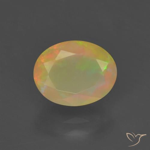 1.30ct 天然 マルチカラー オパール, 楕円形, 半透明