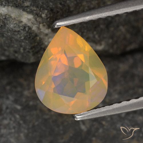 0.85ct 天然 マルチカラー オパール, 洋梨の形, 透明