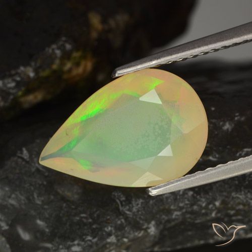 1.90ct 天然 マルチカラー オパール, 洋梨の形, 透明