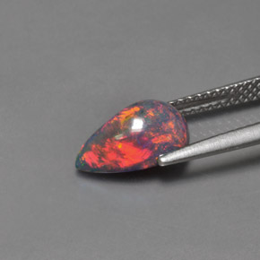 1.26カラットの天然マルチカラーオパール、洋梨の形、オペーク