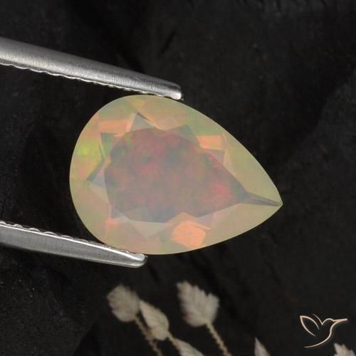 1.42ct 天然 マルチカラー オパール, 洋梨の形, 半透明